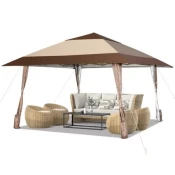 Gazebo paviljon sa mehanizmom 390x390cm Bež ( 1679 )