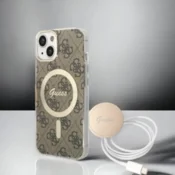 Guess Guess komplet ovitek + polnilec (MagSafe) brown za iPhone 13/14/15 (GUBPP14SH4EACSW)