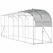 vidaXL Kokošnjak ob steni Srebrna 600 x 100 x 215 cm Pocinkano jeklo
