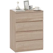HOMCOM Predalnik za spalnico s 4 predali, lesena komoda za spalnico, za dnevno sobo, jedilnico in hodnik, 60x40x80 cm, barva lesa