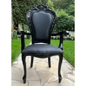 Casa Padrino luxury baroque dining chair black - Handmade antique style chair with armrests and fine faux leather - Dining room furniture in baroque style - Noble & magnificent