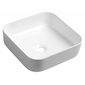 Pultni keramični umivalnik PRATA, 38,5 x 14 x 38,5 cm - Bela - 17 - 24 - 38.50 - Keramika - Stojalo - Ne - Sapho - 38.50 - Without hole - Square - Umivalnik za namestitev na polico - 38,5x14x38,5 cm