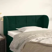 Vidaxl Vzglavje z ušesi temno zeleno 103x23x78/88 cm žamet