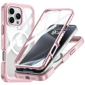 Overboard Ovitek za iPhone 16 Pro z zaščitnim steklom za MagSafe, roza
