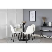 Venture Design Jedilna miza in stol Estelle in miza Polar 106x75 cm, stol 53x87x44 cm, črna, bela