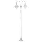 vidaXL Vrtna ulična svetilka 220 cm E27 aluminij 2 svetilki bela