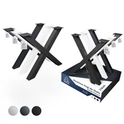 CM Furniture 2 kosa antracitnih kovinskih nog za mizo, višina 72 cm, širina 60 cm, podnožje mize, jeklene noge v obliki črke X, enostavna montaža DIY za klop, jedilnico, klubsko mizico, vrtno mizo