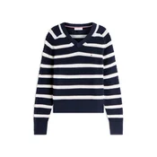 TOMMY HILFIGER Pulover nočno modra/bela