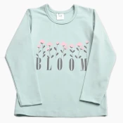 Mint otroška majica z dolgimi rokavi za punčko z rožicami BLOOM