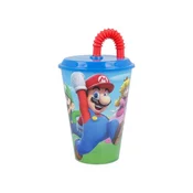 Stor Plastični lonček s pokrovom in slamico SUPER MARIO 430ml, 21430