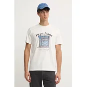 Bombažna kratka majica Pepe Jeans AGGO moška, bež barva, PM509638