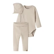 NAME IT Komplet NBNBERRO R LS BODY SET WITH HAT bež/bela