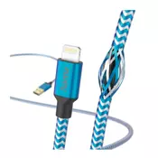 HAMA odsevni polnilni kabel, USB-A - Lightning, 1,5 m, najlon, modra