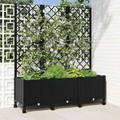 Vrtni saksija s rešetkom i kotacima Crna 120 x 40 x 146 cm PP