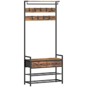 Homestar Obešalnik s kljukami in klop za čevlje 80x30x1815 cm rjav