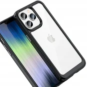Hurtel Outer Space ojačano ohišje za iPhone 15 Pro s prožnim okvirjem, črno