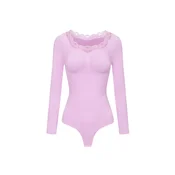 cfab Oblikovanje postave Lace Bodysuit Sculpting Shapewear Longsleeve mit String orhideja