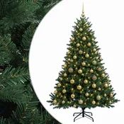 Vidaxl Umetna božična jelka z bučko 210 cm 300 LED Toplo bela