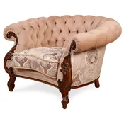 Casa Padrino luxury baroque living room armchair pink/white/dark brown - Handmade baroque style armchair - Magnificent luxury living room furniture in baroque style - Baroque furniture