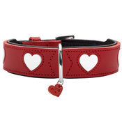 Hunter ogrlica za pse Love M/L 60 cm, koža crvena/crna