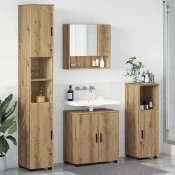 vidaXL Komplet pohištva za kopalnico z vrati 4 pcs artisan hrast
