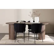 Venture Design Jedilna garnitura Härön jedilna miza z jedilnim stolom Modesto 200x90x75 cm moka in črna