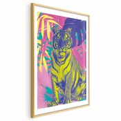 shumee Poster - Barviti tiger - Intenzivne barve tigra, obdanega s tropskimi rastlinami