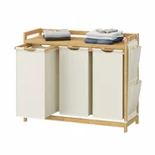 Songmics Košara za perilo 3 pregrade 94x33x78 cm bela