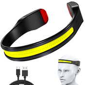 2v1 univerzalna aku. LED COB športna naglavna svetilka USB 350lm IPX6