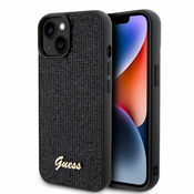 LICENSED GUESS GUESS maska za iPhone 15 Plus DISCO SCRIPT METAL/ crna