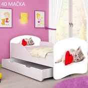 Djecji krevet ACMA s motivom + ladica 160x80 cm 40 Macka