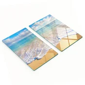 shumee Komplet dveh dekorativnih steklenih kuhinjskih desk Beach Hawaii 2x30x52 cm
