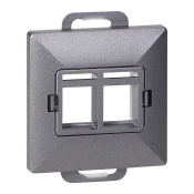 Poklopac + Dvostruka uticnica tele-komp. RJ-45 Bisera, PC+ARJ45/P2, antracit