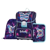 Oxybag PREMIUM - Šolski komplet Metuljček, 3 kosi: aktovka, peresnica, torba