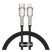 Baseus Cafule metalni USB Type-C – iPhone, PD 20W kabel za brzo punjenje i prijenos podataka, 0,25 m, crni