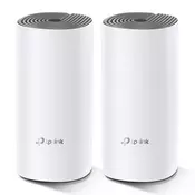 TP-Link Deco E4 (2-pack) Dvofrekvencijski (2,4 GHz / 5 GHz) Wi-Fi 5 (802.11ac) Bijelo, Sivo Unutarnji