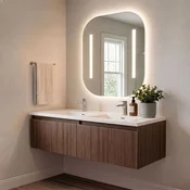 Skye Decor Set kupatilskog ormarica sa umivaonikom i ogledalom, 2 dela, Braon
