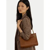 Usnjena torbica Lauren Ralph Lauren rjava barva, 431980173