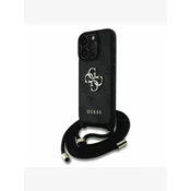 Guess PU 4G Metal Logo Crossbody Popruh Zadní Kryt pro iPhone 16 Pro Max Black Ovitek za telefon Vijolična