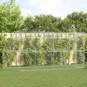 vidaXL Pasja lopa s shranjevanjem 2 pcs srebrna 4 x 2 x 2 m Jeklo