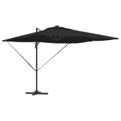 Vidaxl Samostojni Roma dežnik z LED - Črna, 286 x 285 x 270 cm, Aluminij
