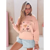 Bluza damska oversize z sercami PINKNOTE różowa Dstreet