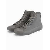 Ombre Mens high top sneakers with zipper for easy donning - dark beige