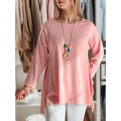 Bluzka damska one size oversize z wisiorkiem COMFILA różowa Dstreet