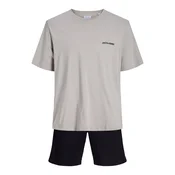 JACK & JONES Kratka pižama JACEverest siva/črna
