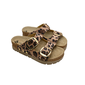 Niland Ženske anatomske kožne papuce, Sa 2 kaiša, Leopard print, Bež