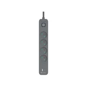 TRACER Produzni kabl 1.5m 4 uticnice sa USB I Type-C konektorom PD 20W sa prenaponskom zastitom i prekidacem grafit TRALIS47026
