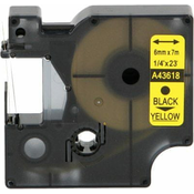 Toner123 Kompatibilen trak za Dymo D1 43618/LabelManager/LabelPoint/LabelWriter/Rhino/MobileLabeler 6mm (1/4) x 7m - črn izpis/rumen trak