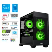 MEGA Računalnik MEGA MT S7X i5-12400F/RTX5060/16GB/1TB/750W/Brez OS/črna RGB + Estetski napajalni kabli [Zelena/Črna], (5000505076)