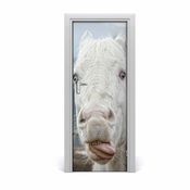 tulup.si Nalepka na vratih Crazy beli konj 75x205 cm